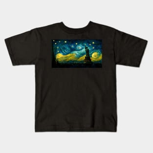 Statue of liberty like starry night Kids T-Shirt